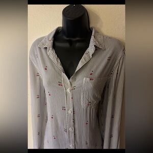 Beachlunchlounge Button-Down Shirt with Cherry Accent